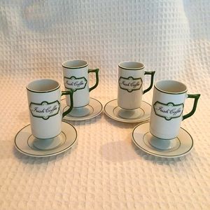 Knobler Irish Coffee Pedestal Cups And Saucers